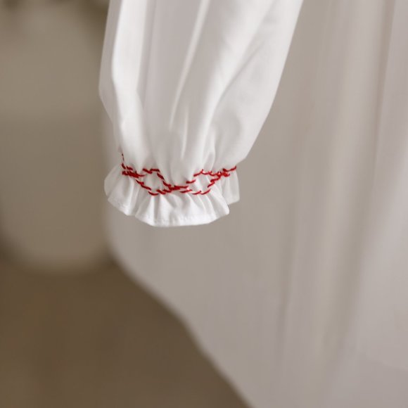 White Smocked Bishop Dress Bailey Boys Red Green Embroidery LIKE NEW PERFECT - Picture 4 of 5